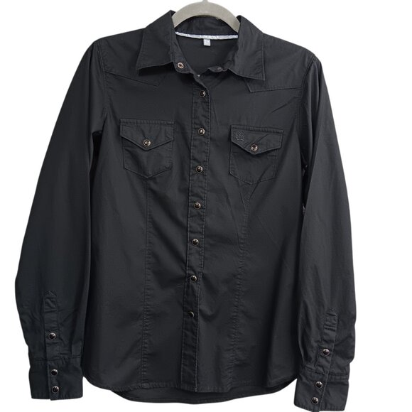 CINCH Women's Black Long Sleeve Western Pearl Snap Shirt Size M Rodeo Cowgirl - Picture 1 of 6